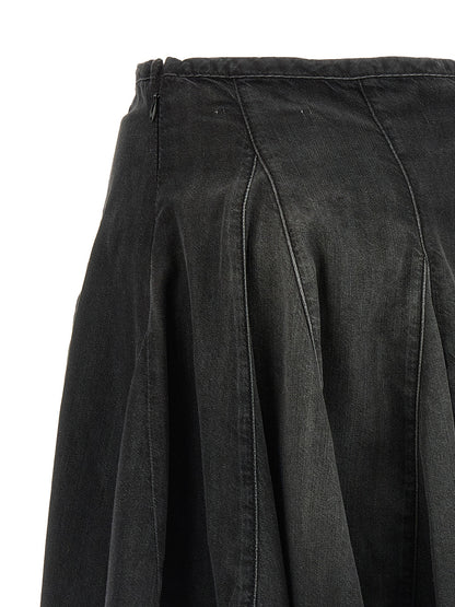 Diesel Black Cotton Long Skirt