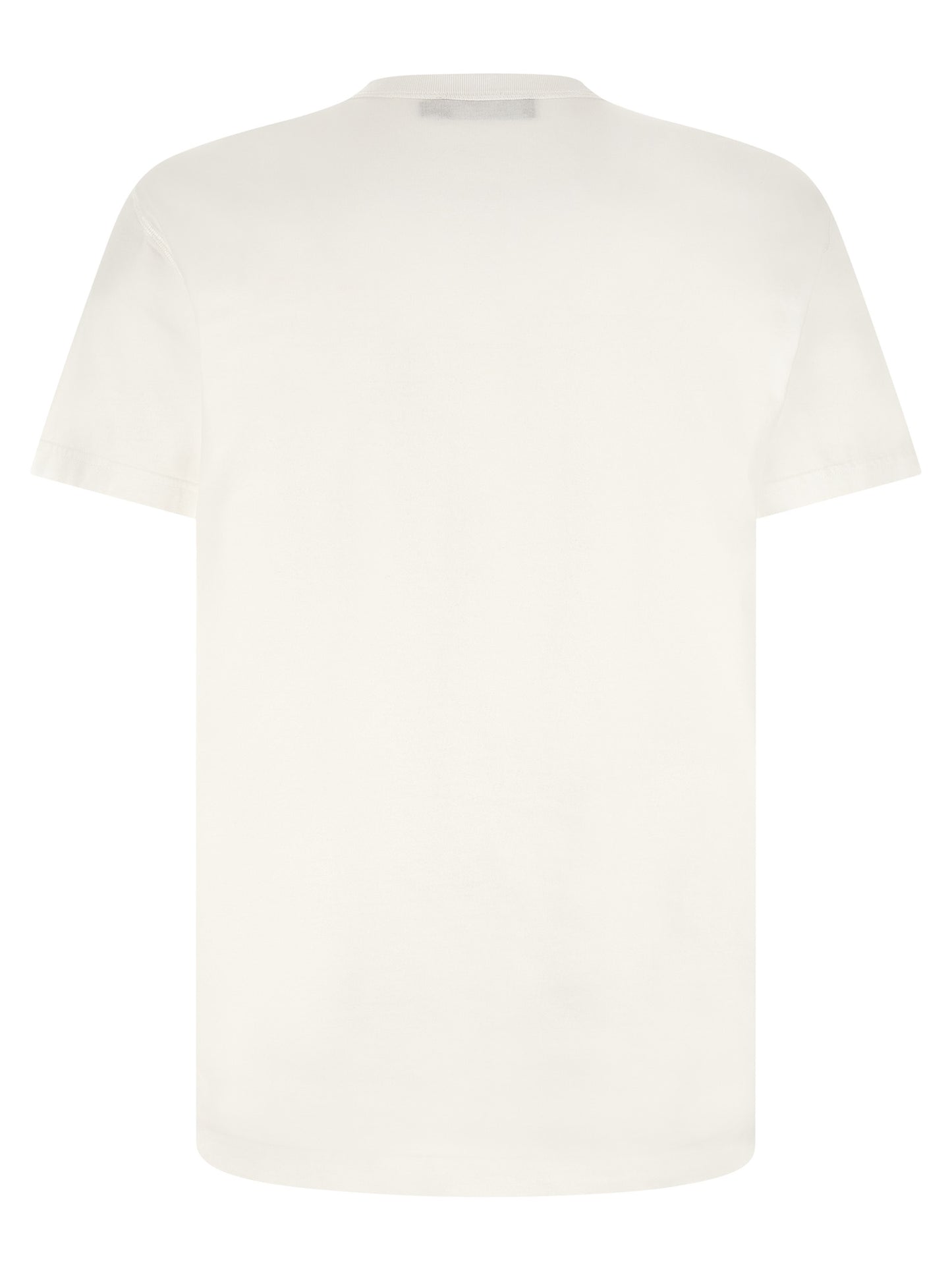 Dolce & Gabbana T-Shirt Homme – Jersey Coton, Patch Cuir & Tag Métal, Blanc