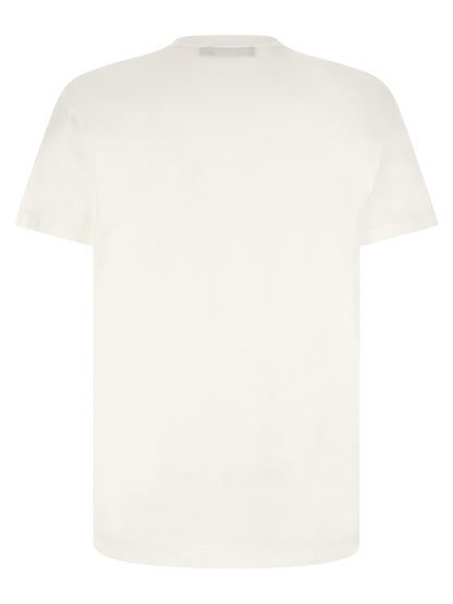 Dolce & Gabbana T-Shirt Homme – Jersey Coton, Patch Cuir & Tag Métal, Blanc