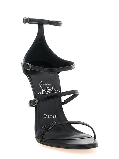 Christian Louboutin Sandales Millennium Femme – Cuir de Chèvre, Talon Aiguille, Noir
