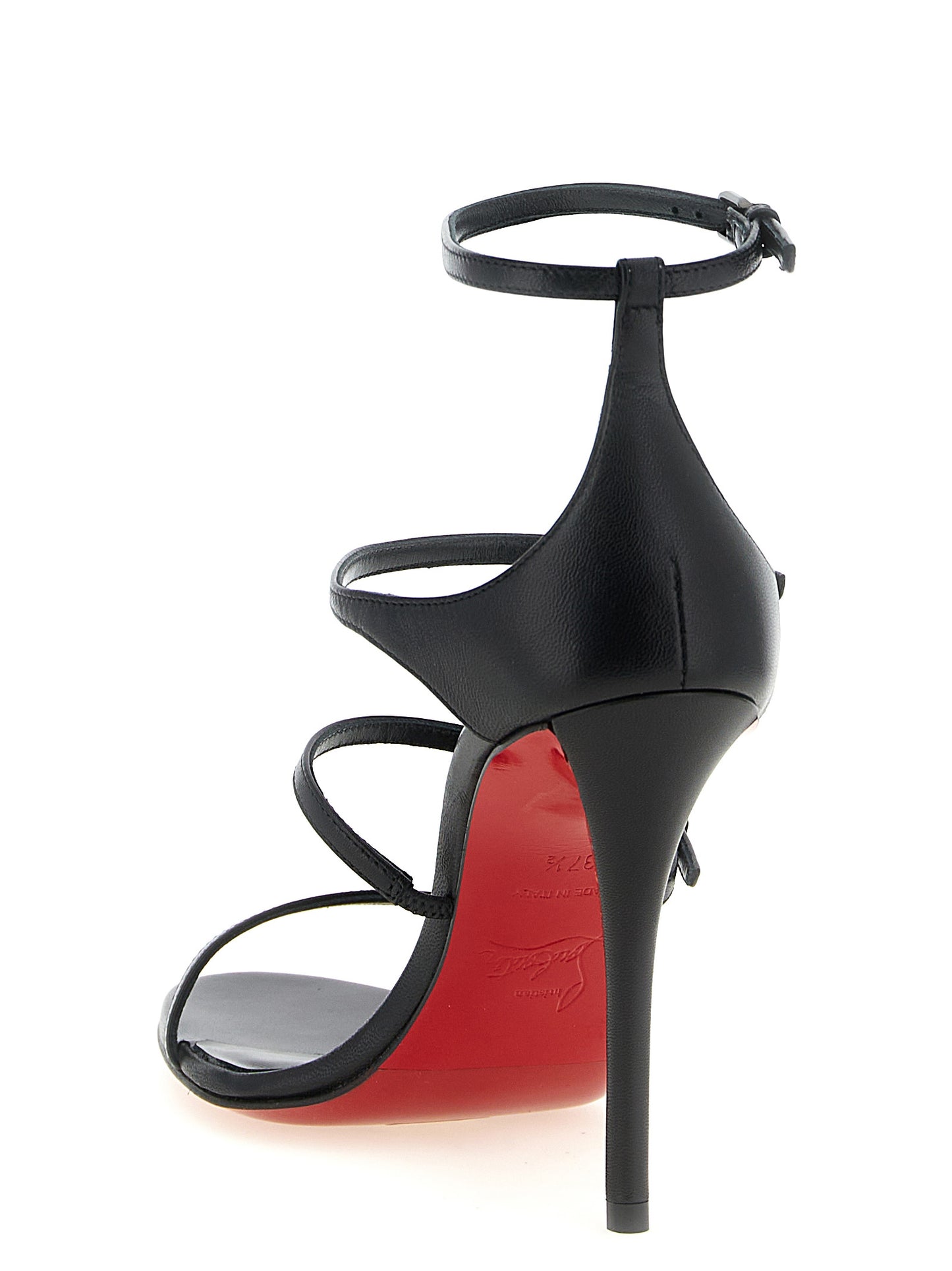 Christian Louboutin Sandales Millennium Femme – Cuir de Chèvre, Talon Aiguille, Noir