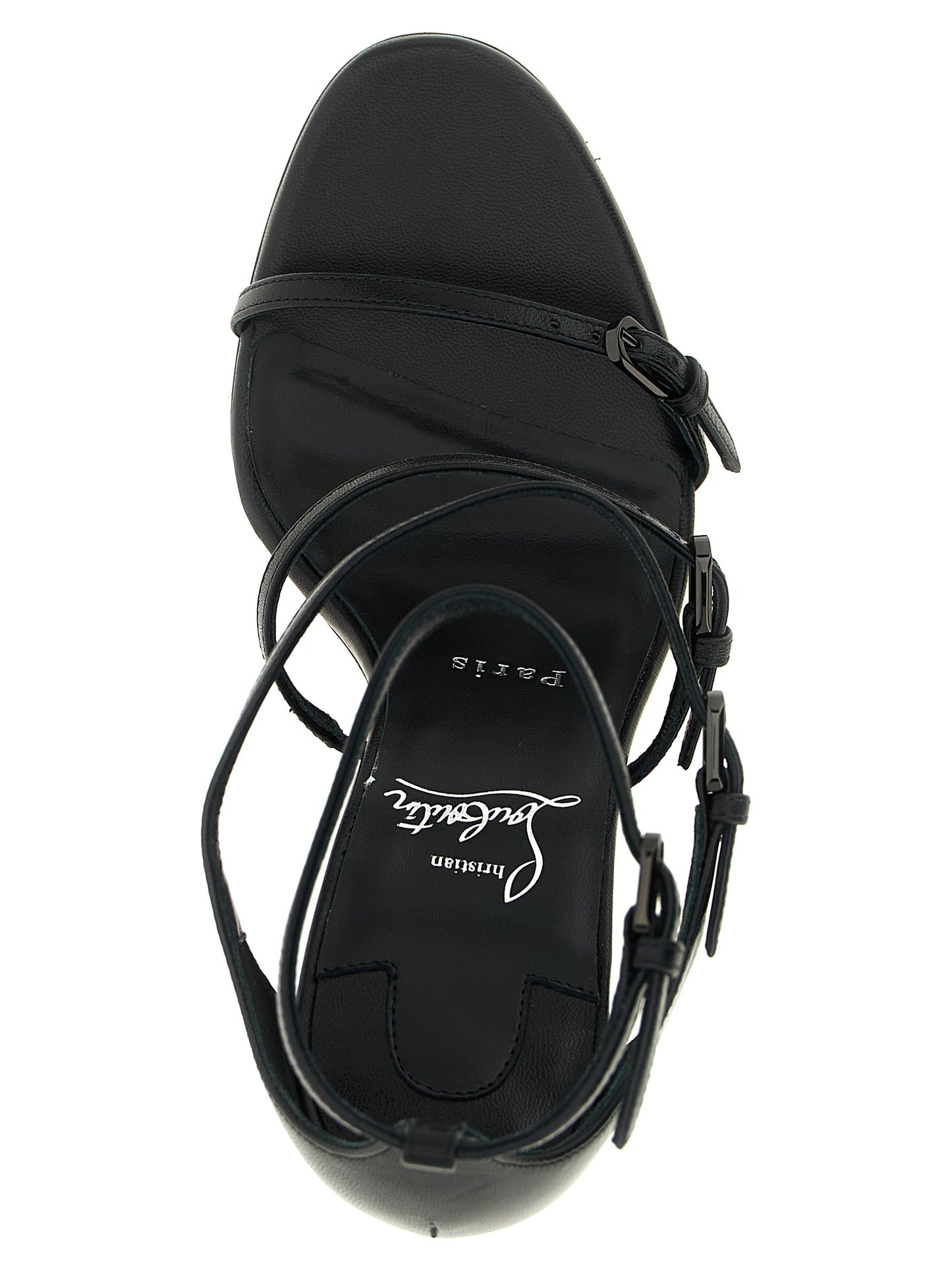 Christian Louboutin Sandales Millennium Femme – Cuir de Chèvre, Talon Aiguille, Noir