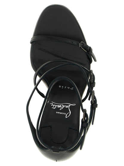 Christian Louboutin Sandales Millennium Femme – Cuir de Chèvre, Talon Aiguille, Noir