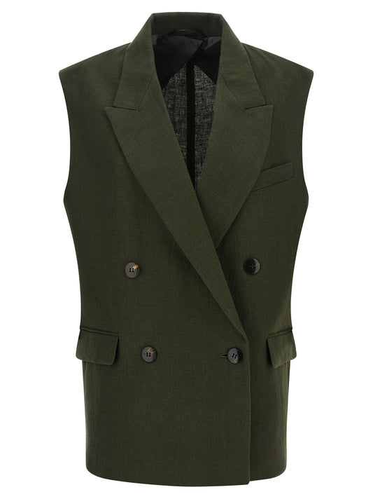 Max Mara Bicolor Linen Sleeveless Jacket