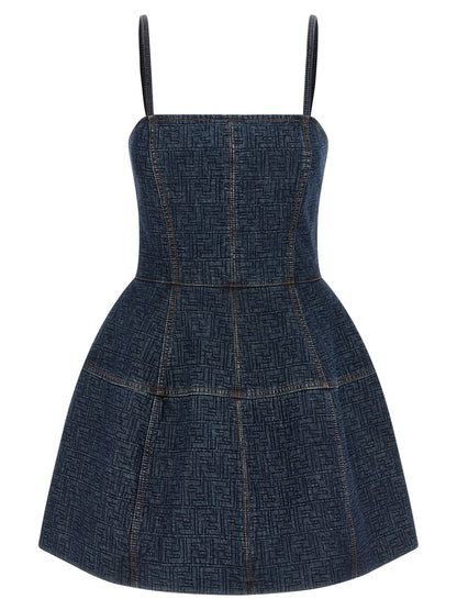 Fendi Blue Cotton Short Dress