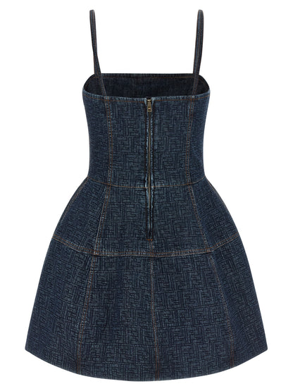 Fendi Blue Cotton Short Dress