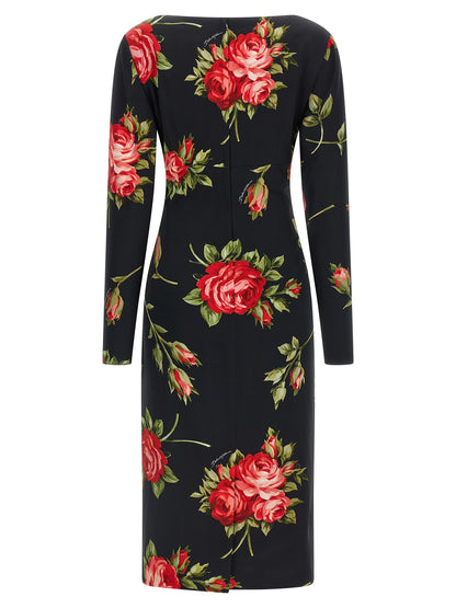 Dolce & Gabbana Black Viscose Midi Dress