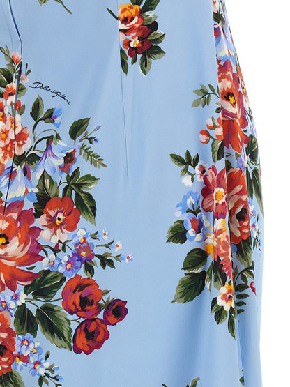 Dolce & Gabbana Blue Silk Midi Dress