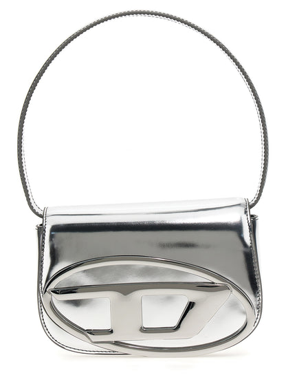 Sac à épaule Diesel 1DR Cuir Vache Laminé Argenté Logo Oval D Femme – Authentique | HBPS