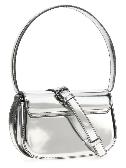 Sac à épaule Diesel 1DR Cuir Vache Laminé Argenté Logo Oval D Femme – Authentique | HBPS