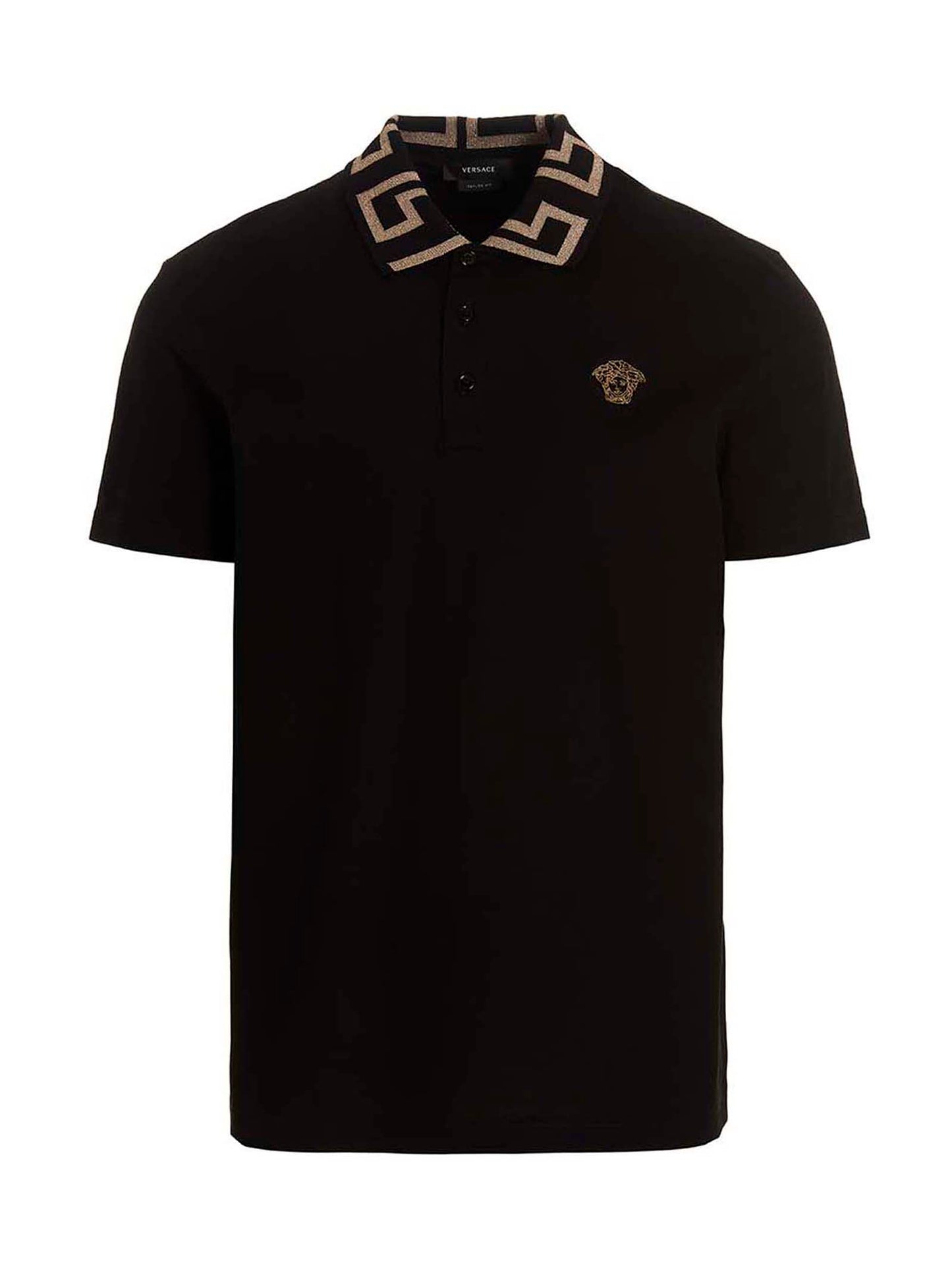 Versace Black Cotton Polo Shirt