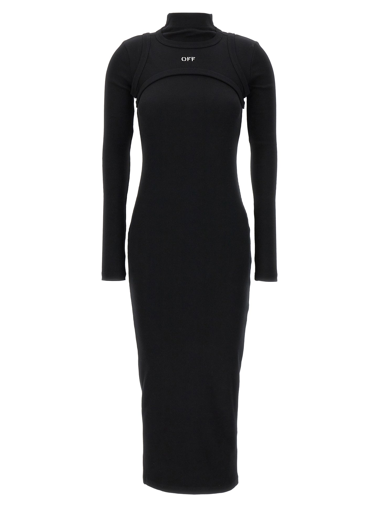 Robe Midi Coton Off-White Noire – Authentique | HBPS Fashion