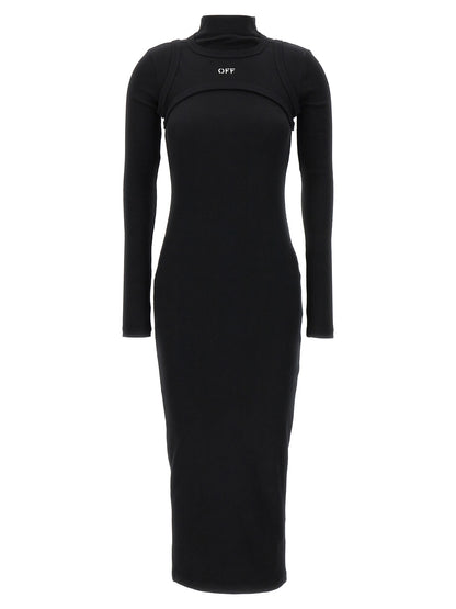 Robe Midi Coton Off-White Noire – Authentique | HBPS Fashion