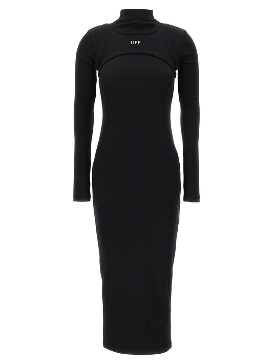 Robe Midi Coton Off-White Noire – Authentique | HBPS Fashion
