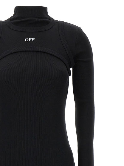 Robe Midi Coton Off-White Noire – Authentique | HBPS Fashion
