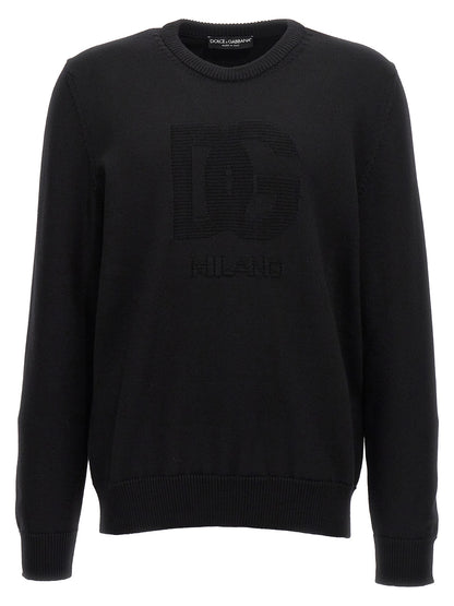 Pull Dolce & Gabbana Intarsia DG Laine Vierge Noir Homme – Authentique | HBPS Fashion