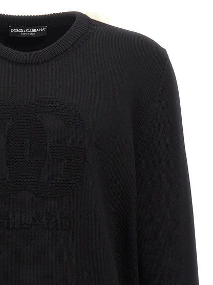 Pull Dolce & Gabbana Intarsia DG Laine Vierge Noir Homme – Authentique | HBPS Fashion