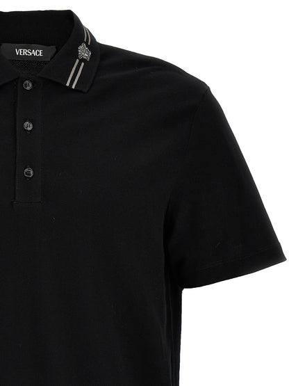 Versace Black Cotton Polo Shirt