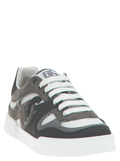 Dolce & Gabbana Gray Calfskin Athletic Sneakers