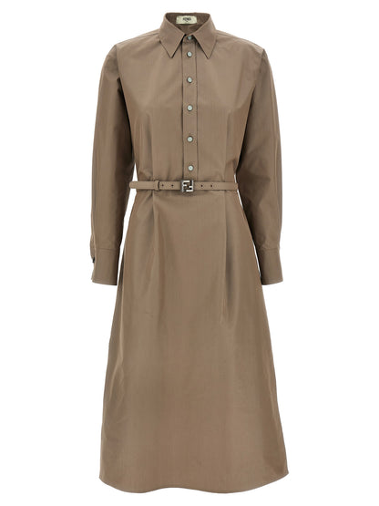 Fendi Gray Cotton Midi Dress