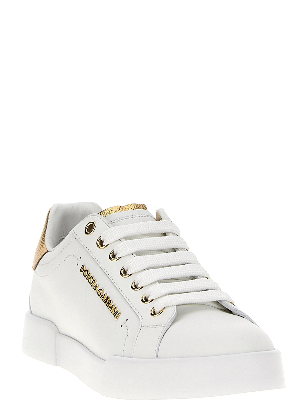 Baskets Dolce & Gabbana femme Portofino en cuir de veau doré – DO-310538