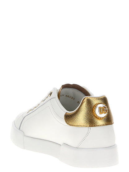 Baskets Dolce & Gabbana femme Portofino en cuir de veau doré – DO-310538