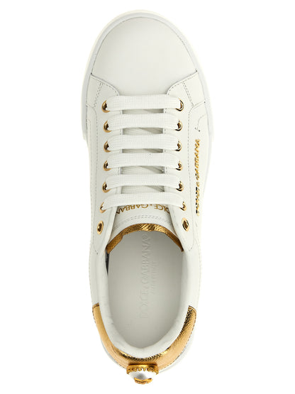 Baskets Dolce & Gabbana femme Portofino en cuir de veau doré – DO-310538