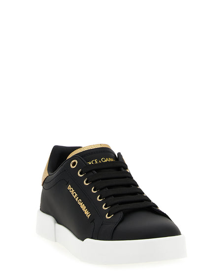 Baskets Dolce & Gabbana femme Portofino en cuir de veau noir – DO-316009