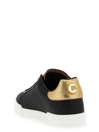 Baskets Dolce & Gabbana femme Portofino en cuir de veau noir – DO-316009