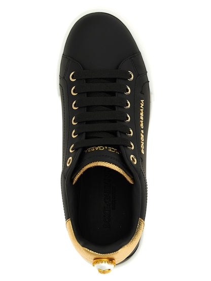 Baskets Dolce & Gabbana femme Portofino en cuir de veau noir – DO-316009