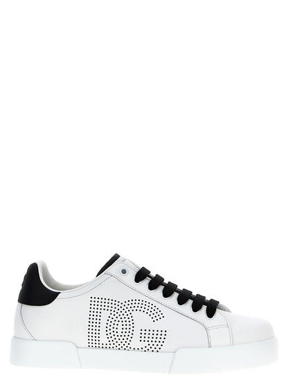 Baskets Dolce & Gabbana homme Portofino en cuir de veau blanc et noir – DO-318322