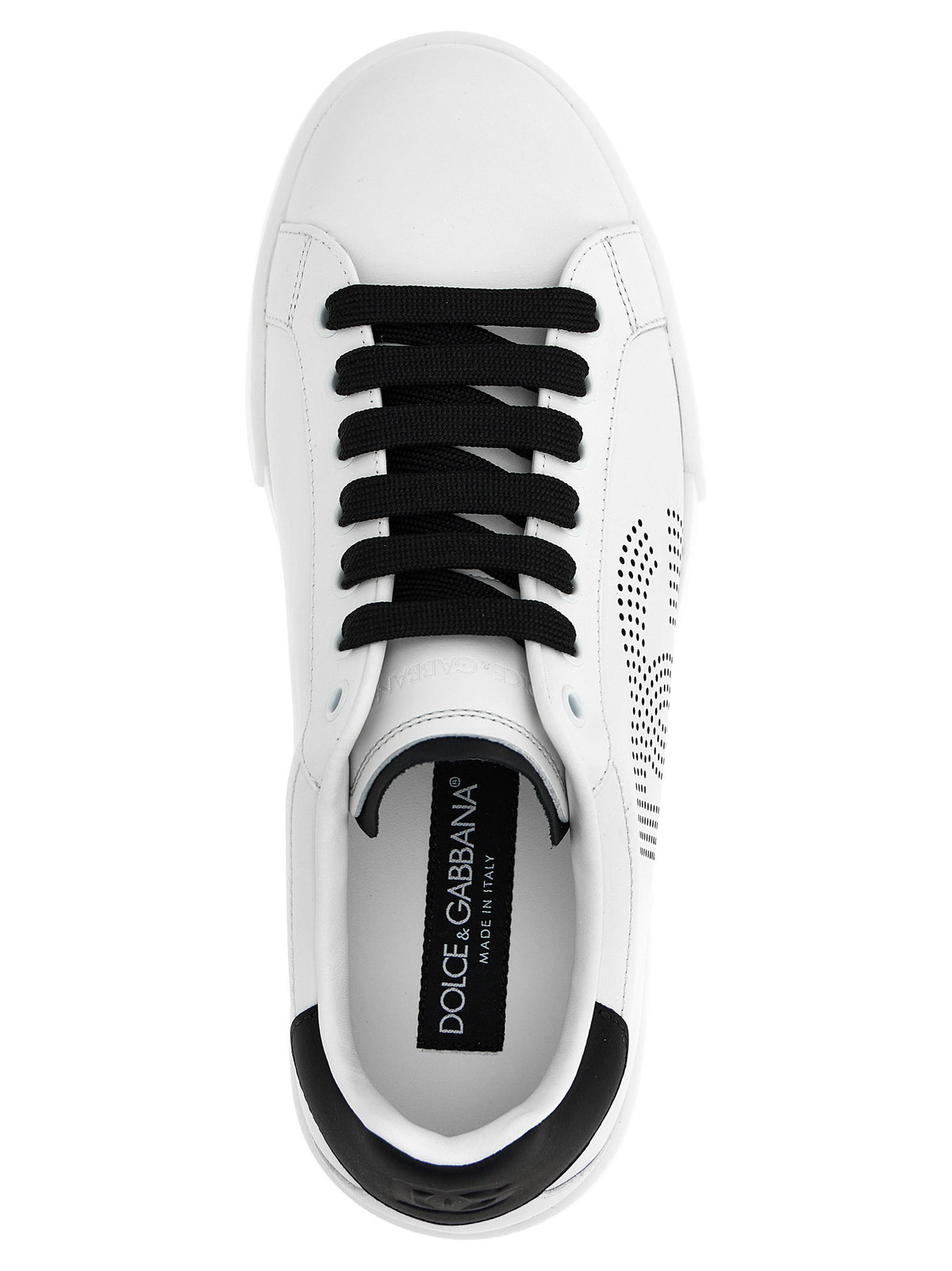 Baskets Dolce & Gabbana homme Portofino en cuir de veau blanc et noir – DO-318322