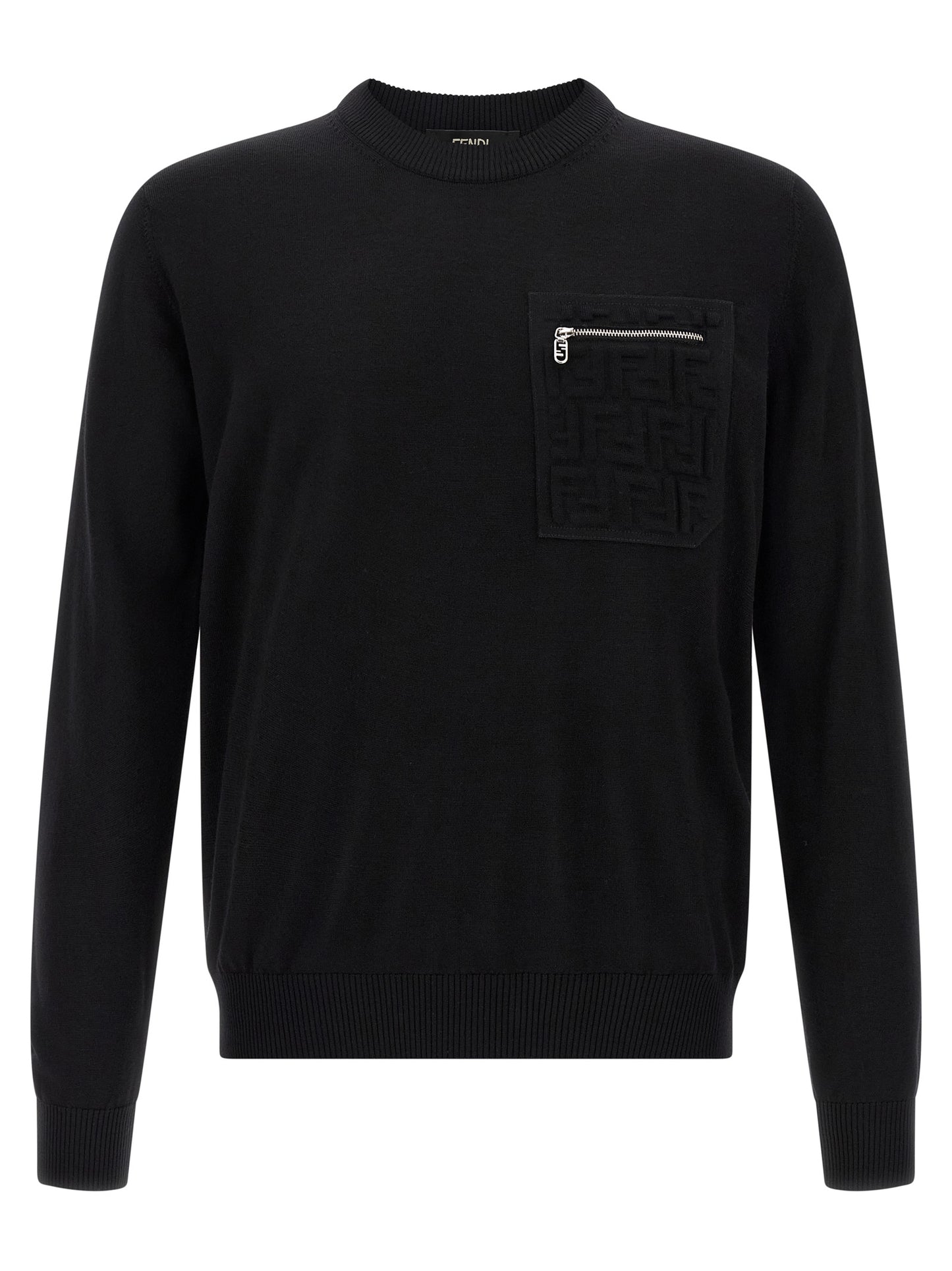 Fendi Black Virgin Wool Cardigan