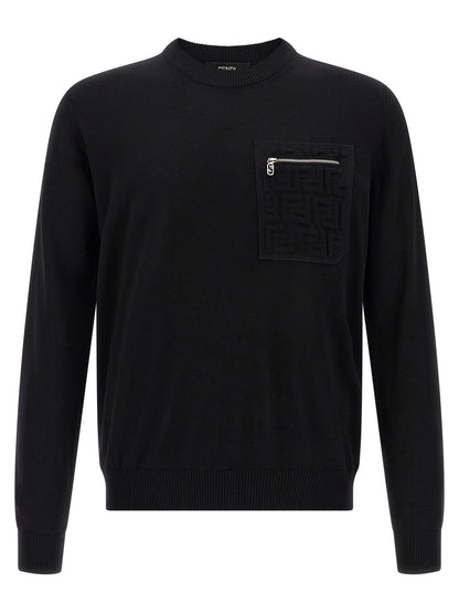 Fendi Black Virgin Wool Cardigan