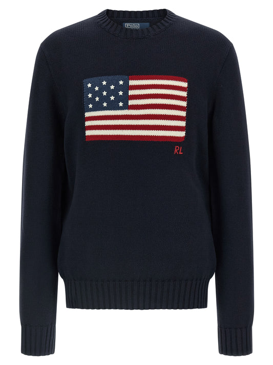 Pull Polo Ralph Lauren Intarsia Bleu Coton Homme – Authentique | HBPS Fashion