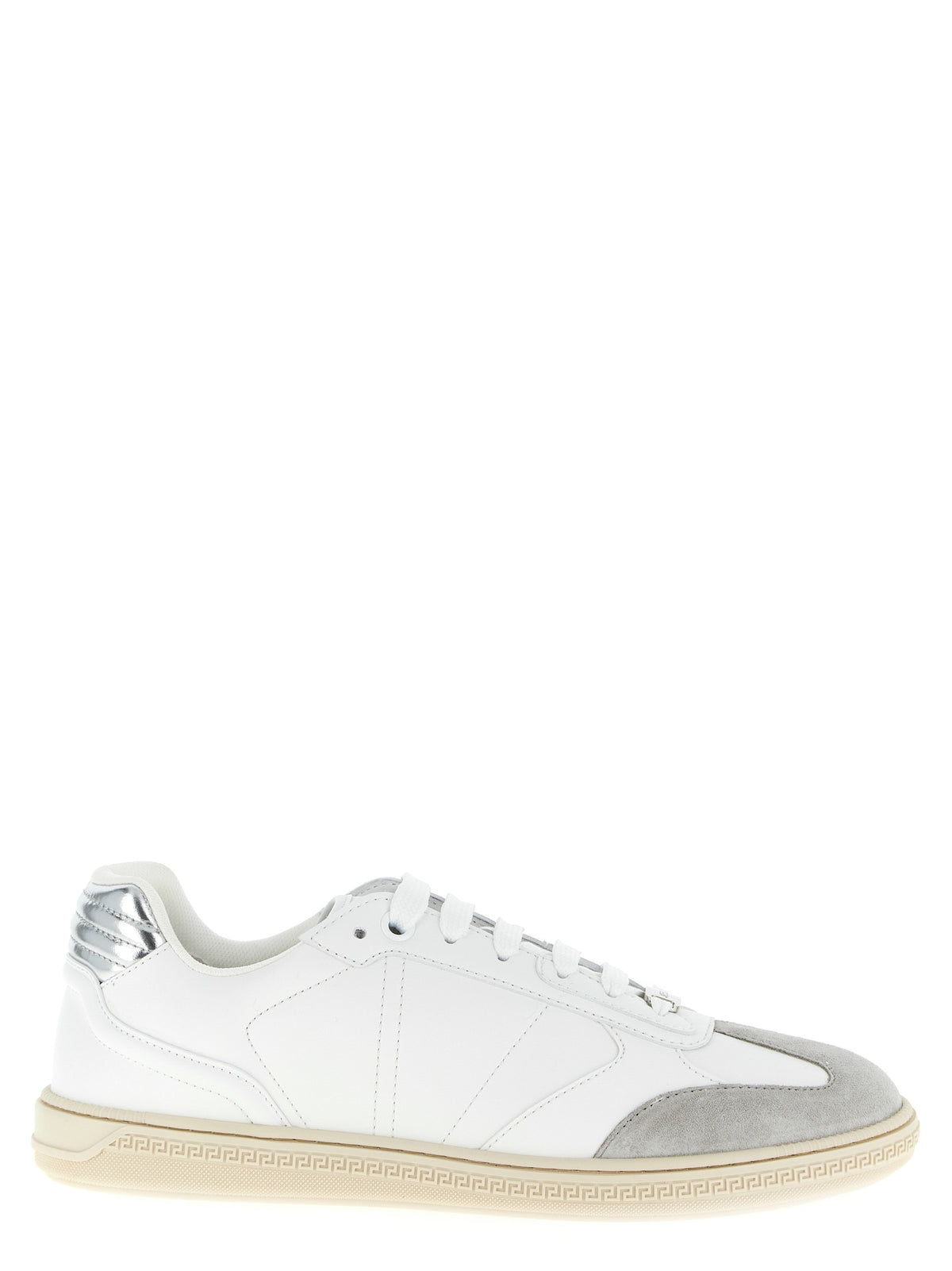 Baskets Versace homme Greca Court en cuir de veau blanc – VE-325541