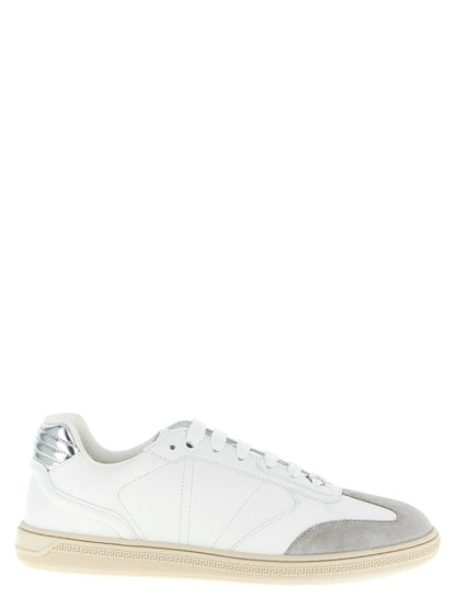 Baskets Versace homme Greca Court en cuir de veau blanc – VE-325541