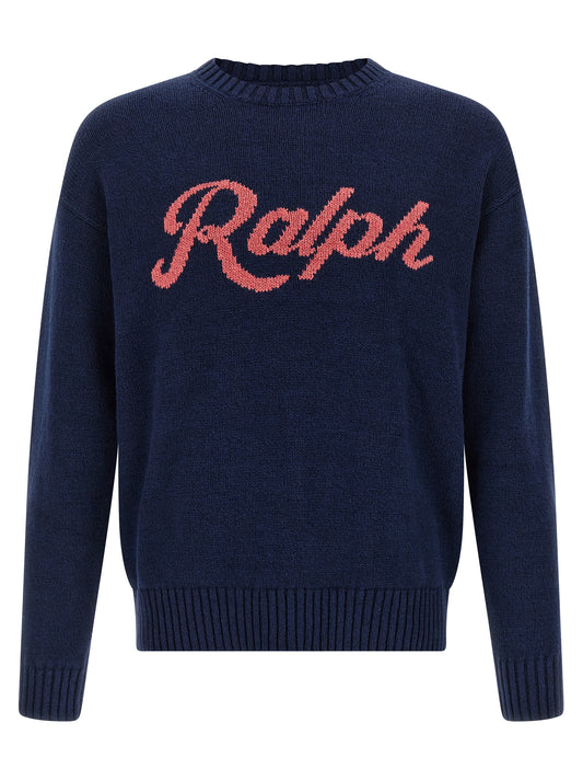 Pull Polo Ralph Lauren Logo Inlay Bleu Lin & Coton Homme – Authentique | HBPS Fashion
