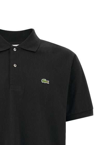 Lacoste Black Cotton Polo Shirt
