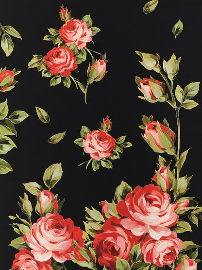 Foulard Dolce & Gabbana femme Bouquet Rose en soie noir – DO329335BM
