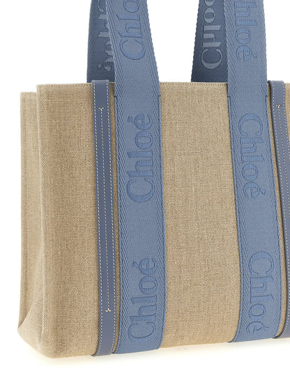 Chloé Blue Linen Tote Bag