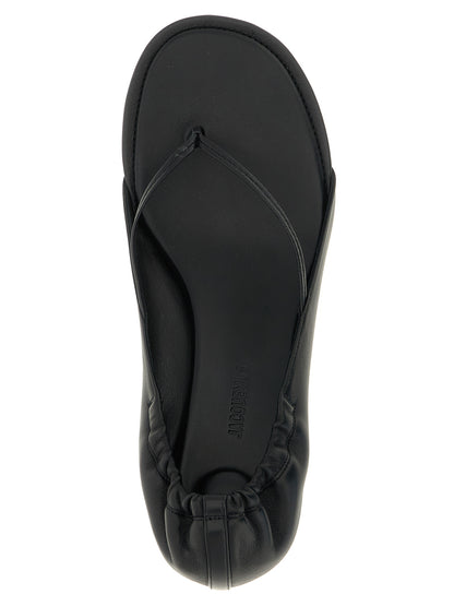 Jacquemus Black Lamb Leather Flat Sandals