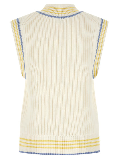 Lacoste White Cotton Sleeveles Sweater