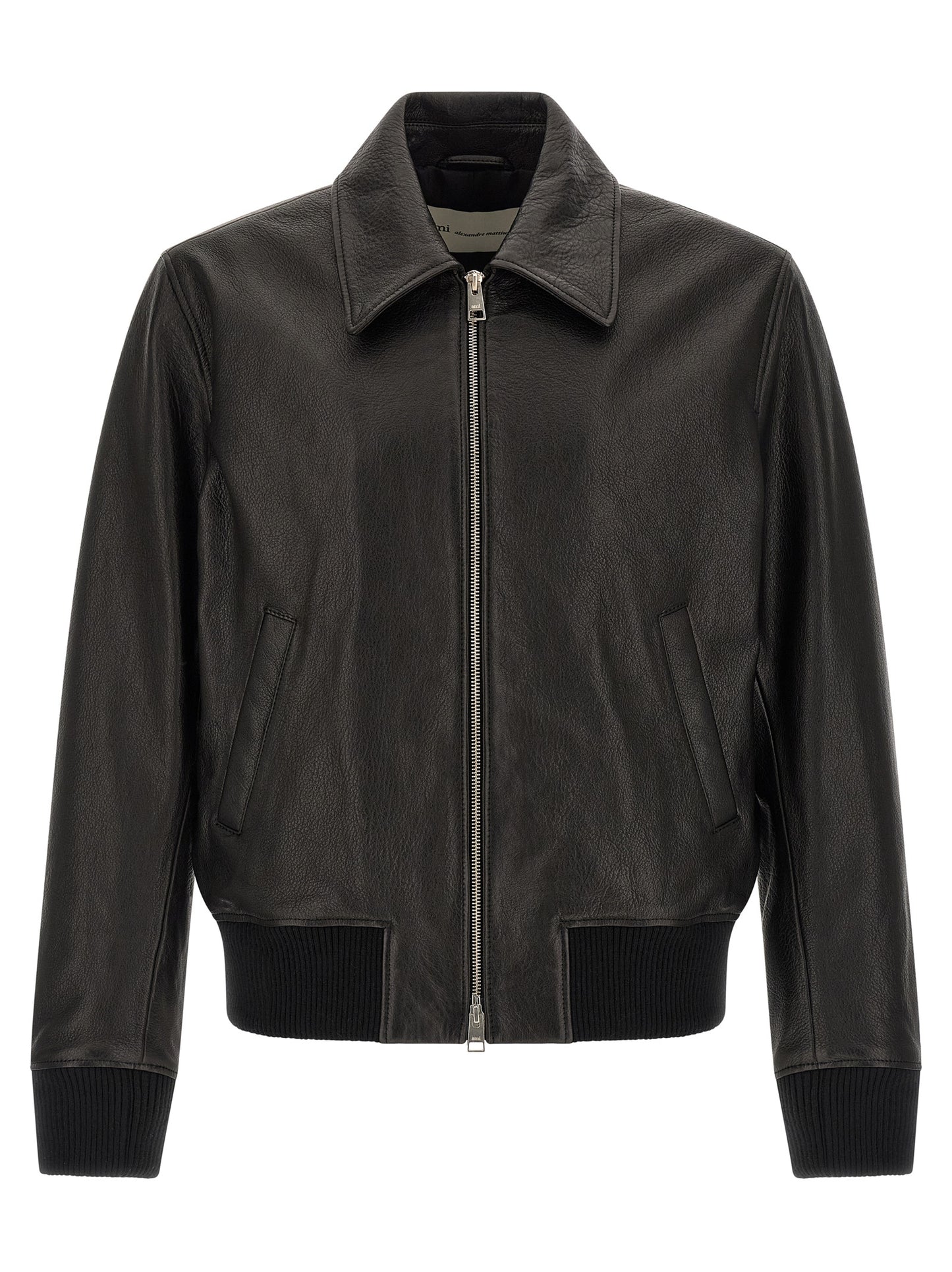 Ami Paris Black Lamb Leather Leather Jacket