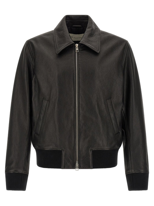 Ami Paris Black Lamb Leather Leather Jacket