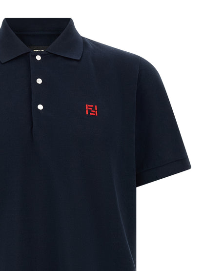 Fendi Blue Cotton Polo Shirt