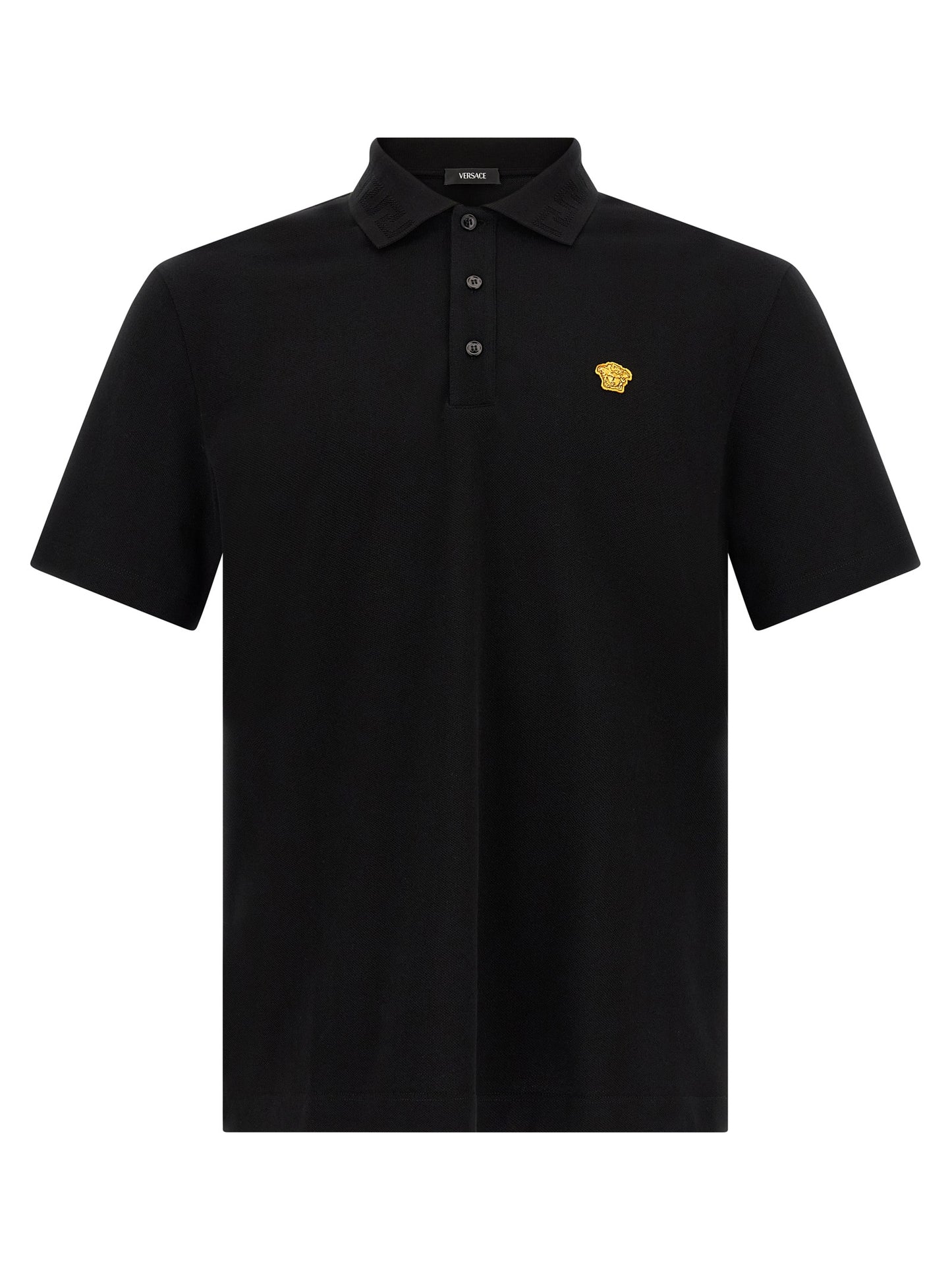 Versace Black Cotton Polo Shirt