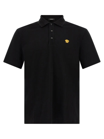Versace Black Cotton Polo Shirt