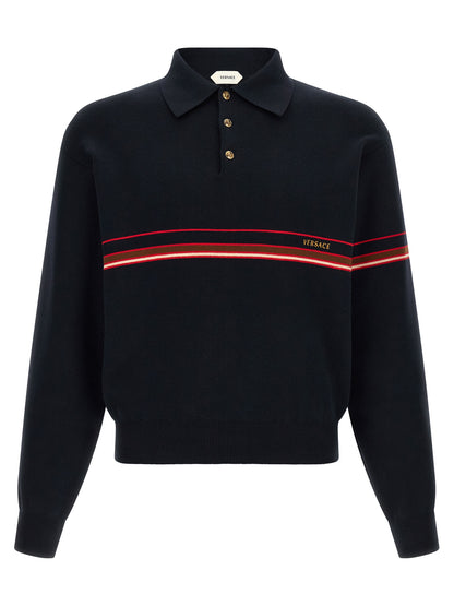 Versace Blue Cotton Polo Shirt