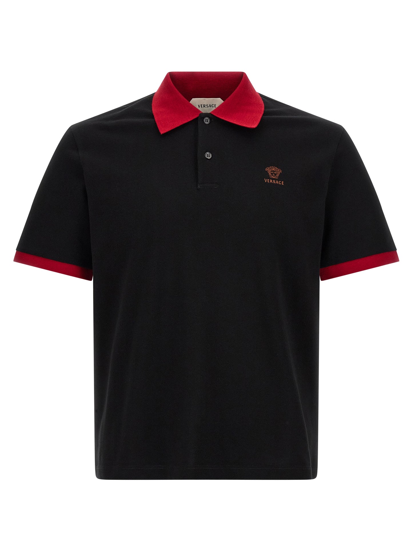 Versace Black Cotton Polo Shirt